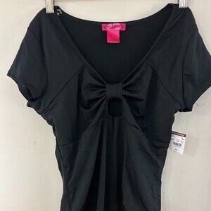 Body Central Women's Bodysuit Solid Black - Large